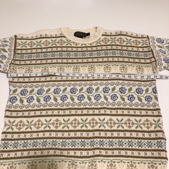 Vtg Eddie Bauer Fair Isle Cottagecore Sweater L (labeled Petite) - Picture 6 of 9